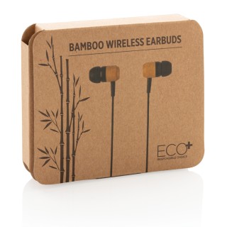 Auriculares publicitarios inalámbricos bambú